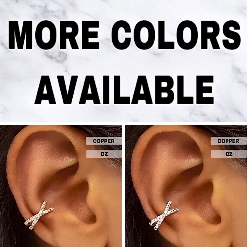 ⚜️[𝟯/$𝟮𝟴]⚜️NEW CZ Silver Crisscrossed Ear Cuff - Picture 9 of 11